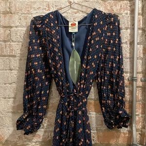 New Farm Rio blue multi wrap dress.